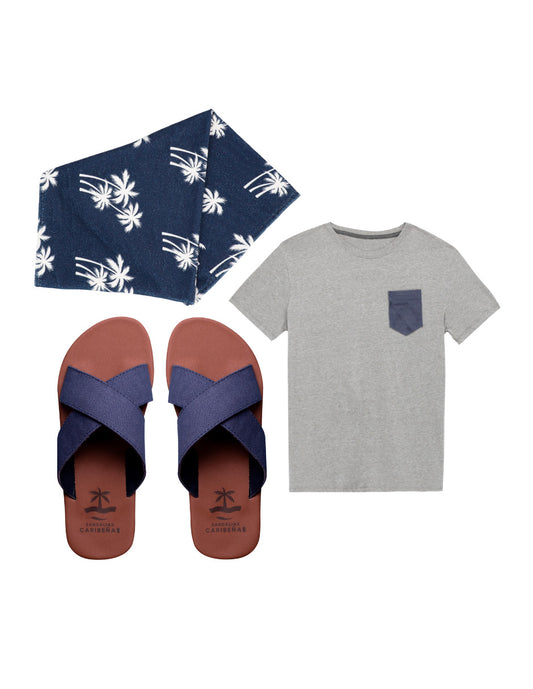 Combo Caribeño Playera - Toalla - Sandalias Sandalias Caribeñas