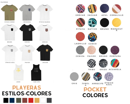 Personaliza Color + Diseño Pocket Caribeño │ Playera Casual Hombre Algodón* │Manga Corta Cuello Redondo │Crea tu Propio Estilo