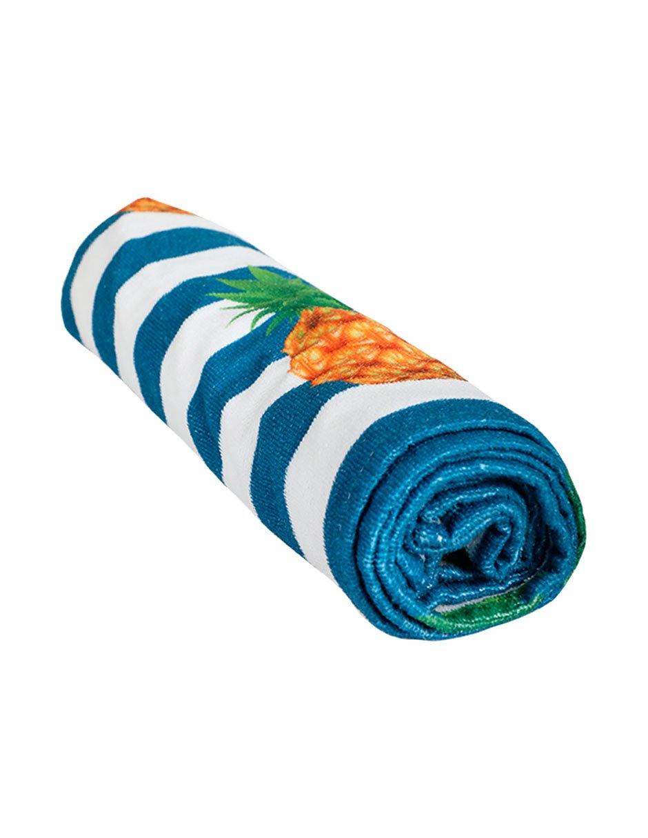 Toalla de Playa Microfibra 140 x 80cm Piña - Tela Suave de Rápido Secado | Compacta Absorbente Ligera | Ideal para Viajes, Deportes, Campamento, Baño - Sandalias Caribeñas